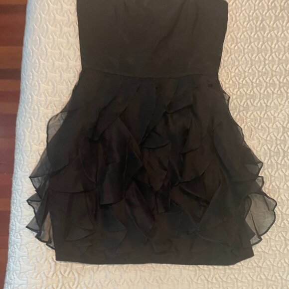 NWT! Rachel Zoe Strapless 100% Silk Black Ruffle Dress (Size 8) - Picture 6 of 16